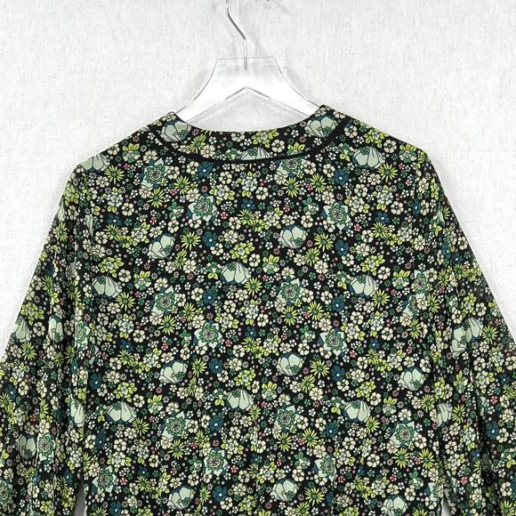SCOTCH AND SODA Floral Printed Sheer Top Large Long Sleeve Tie Front V-neck - Picture 6 of 16